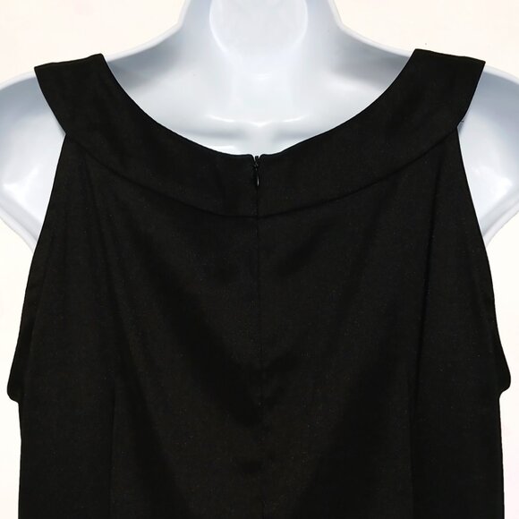 Connected Apparel Women Black Knee Length Sleek Dress with Rhinestone Neckline 8 - Picture 8 of 15